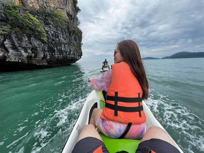 Woman on jetski at Langkawi jetski tour by Mega Water Sports